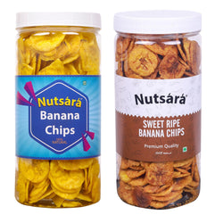 Nutsara Finest kerala Banana Chips Combo Fresh Yellow Classic Salted Crispy Wafers & Ripe 250g