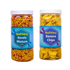 Nutsara Kerala Yellow Banana Chips and Kerala Mixture Combo 325GM